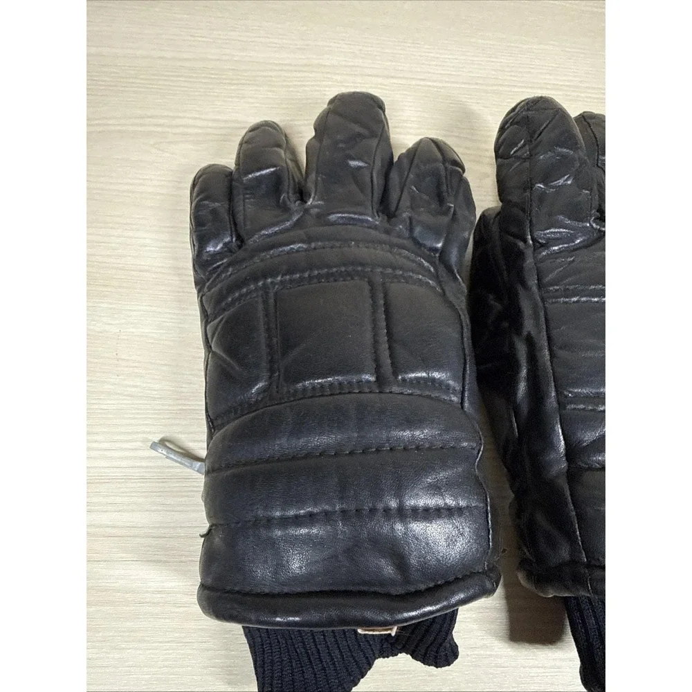 VTG‎ Kombi Ladies Medium Winter Ski Gloves Black Genuine Leather Made In Japan